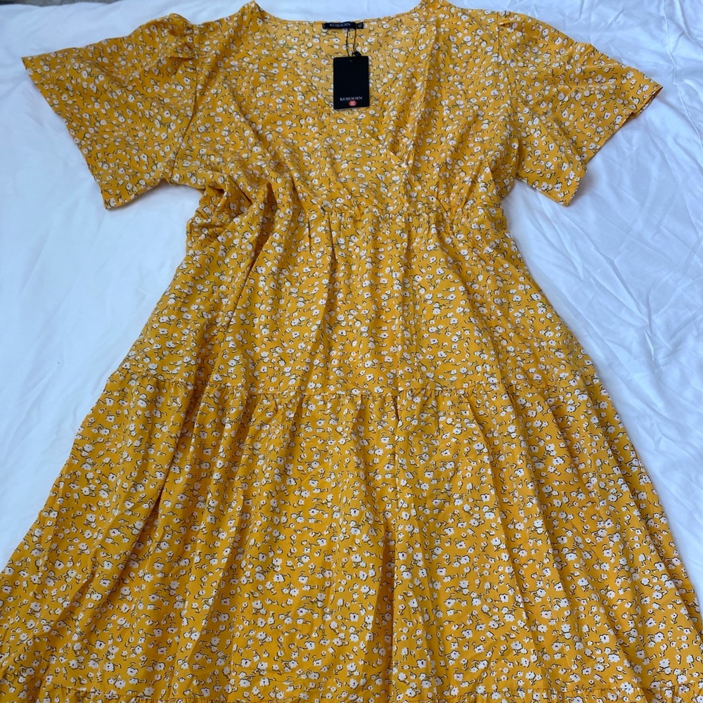 Women Plus Size V Neck Wrap Maxi Dress High Waist Ruffle